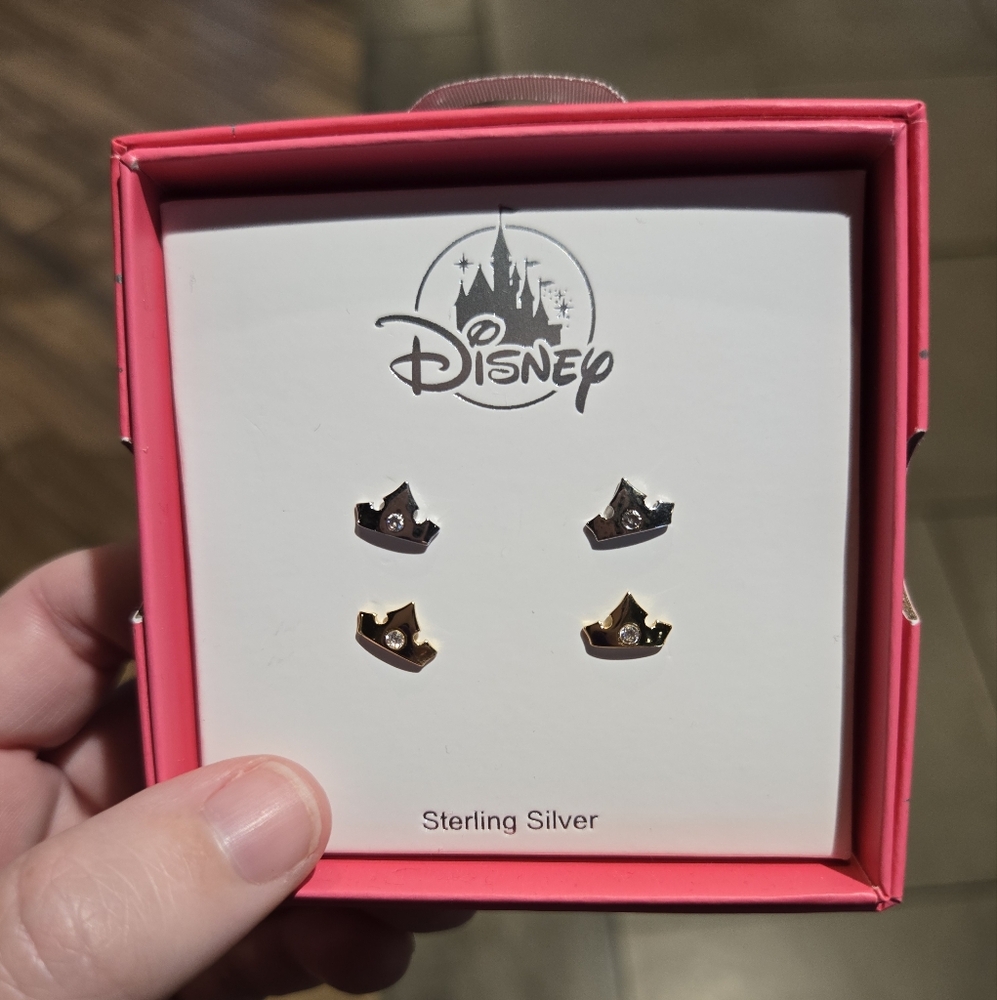 Disney Sterling Silver Crown Earrings